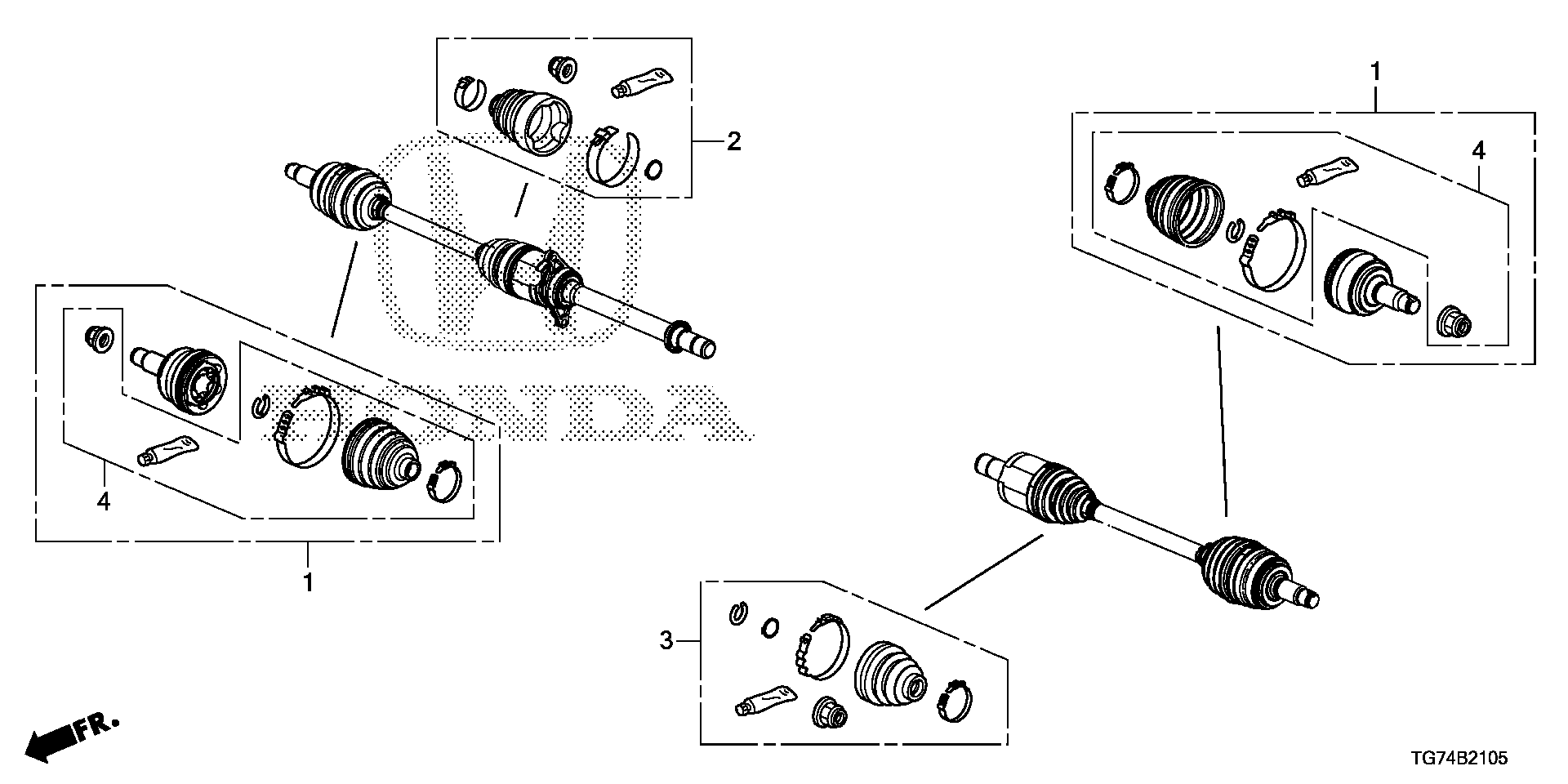 Diagram FRONT DRIVESHAFT SET SHORT PARTS (1) for your Honda Pilot  