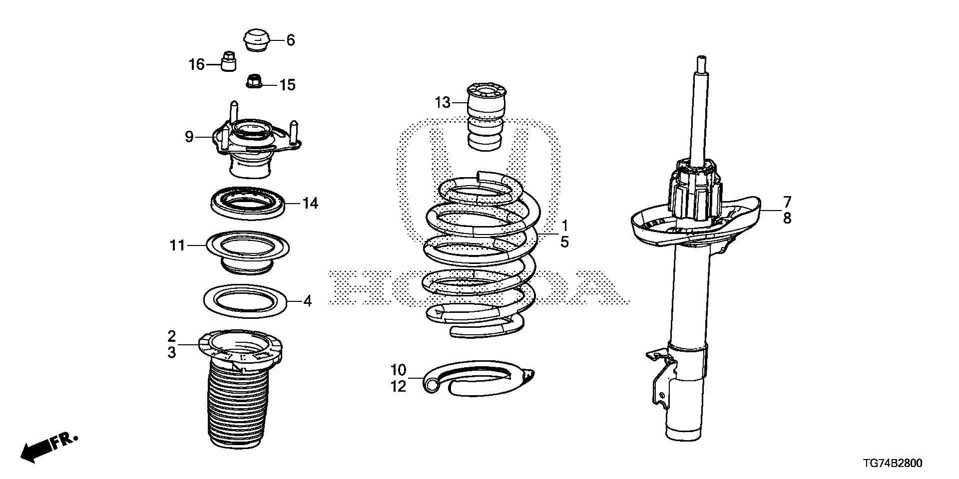 Diagram FRONT SHOCK ABSORBER for your 1989 Honda Accord   