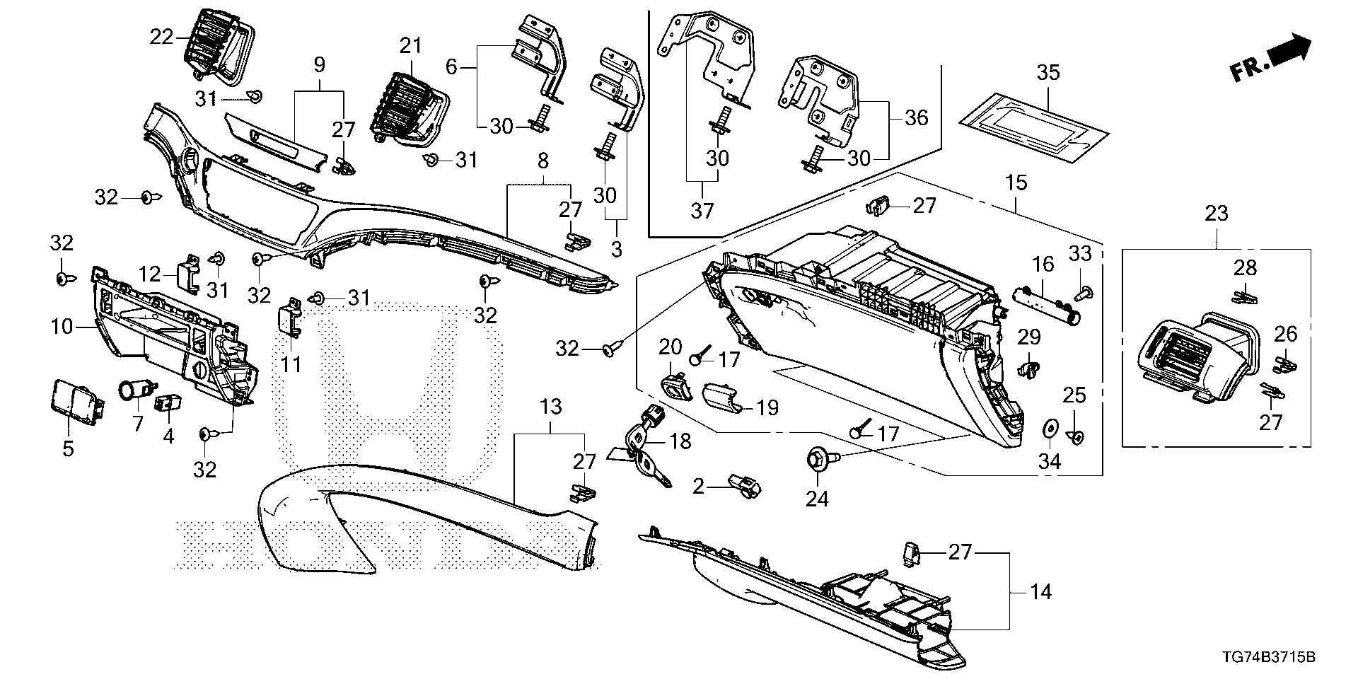 Full size assembly image of INSTRUMENT PANEL GARNISH (PASSENGER SIDE) (1/1)