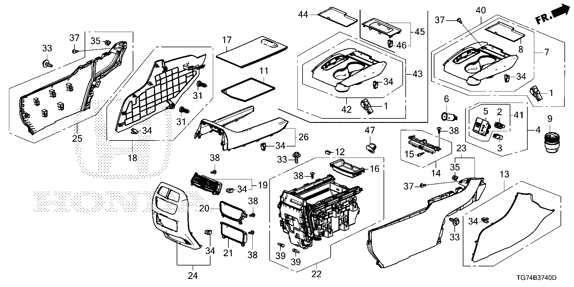 Diagram CENTER CONSOLE for your Honda