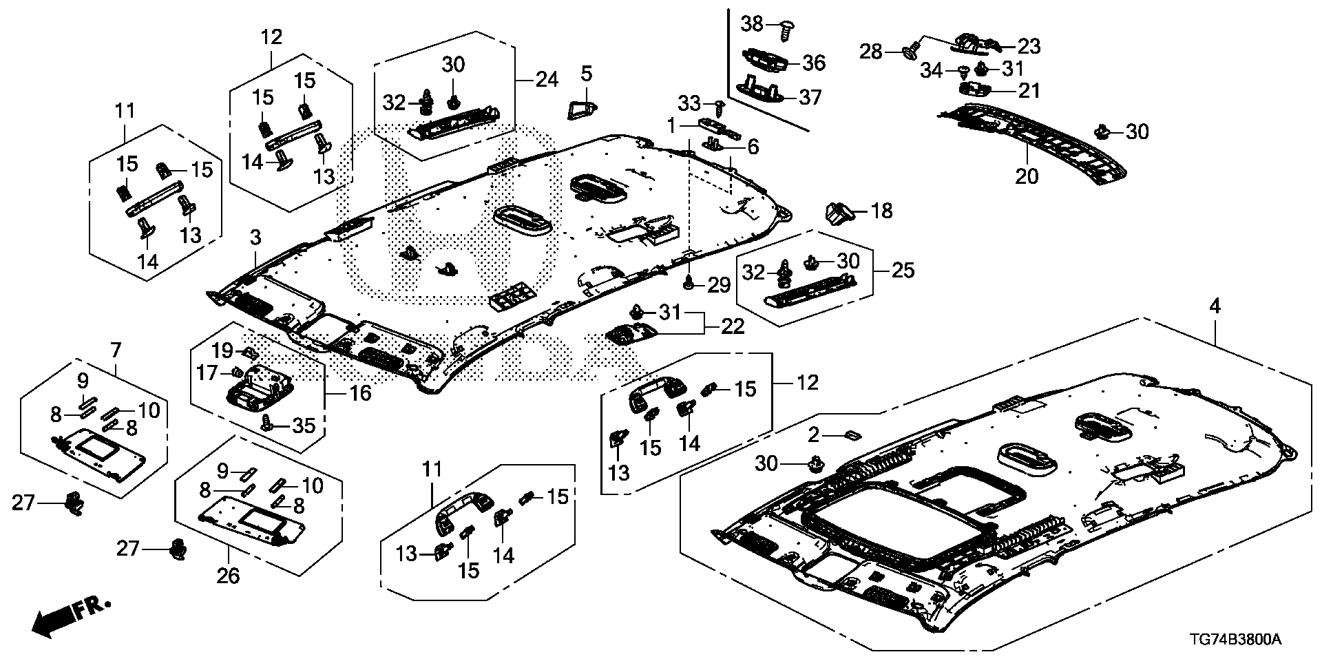 Diagram ROOF LINING for your 2008 Honda Element   