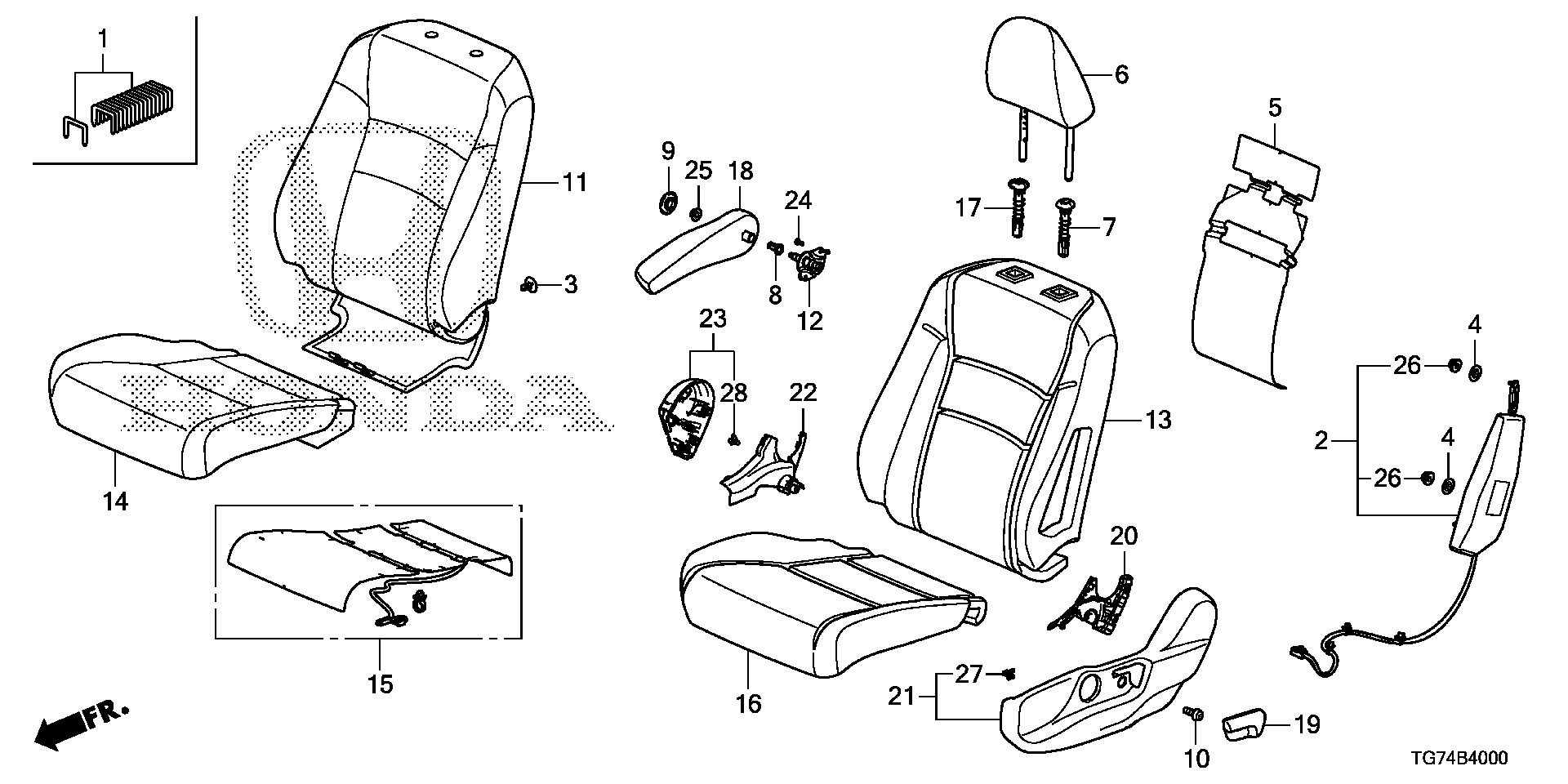 Diagram FRONT SEAT (L.) for your Honda