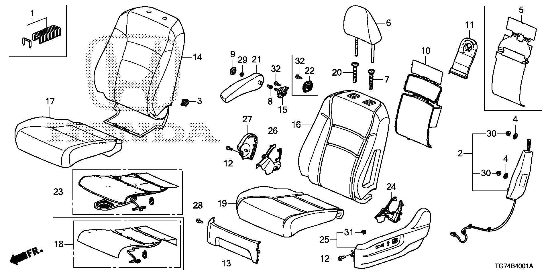 Diagram FRONT SEAT (L.) (POWER SEAT) for your 2020 Honda Pilot   