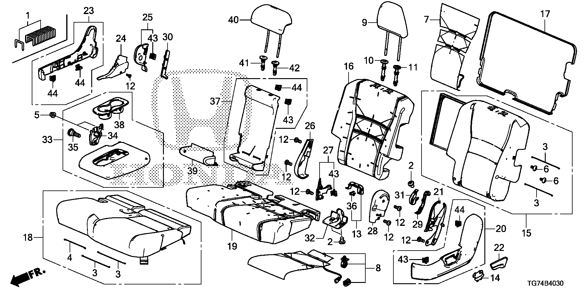 Diagram MIDDLE SEAT (L.) (BENCH SEAT) for your 2021 Honda HR-V   