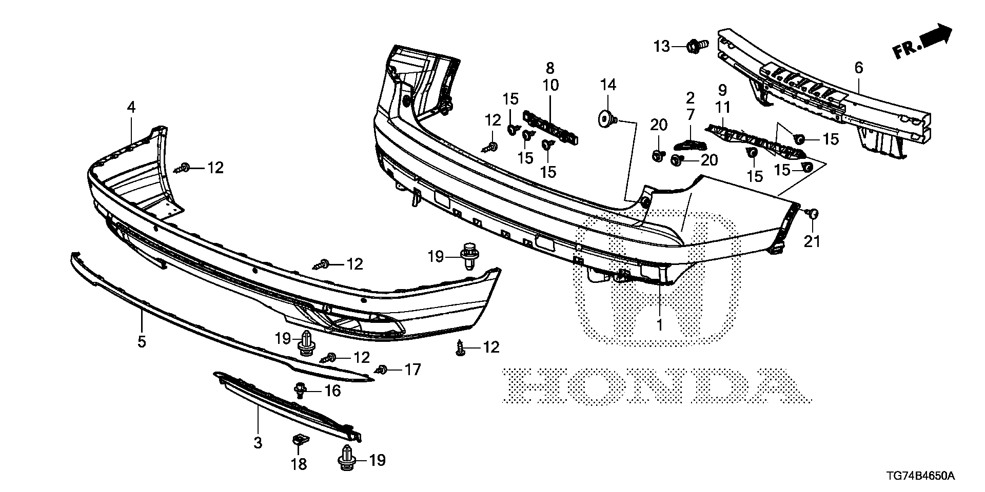 Honda Pilot Garnish, rr. Hitch. Body, bumper, rear - 71508-TG7-A00 ...