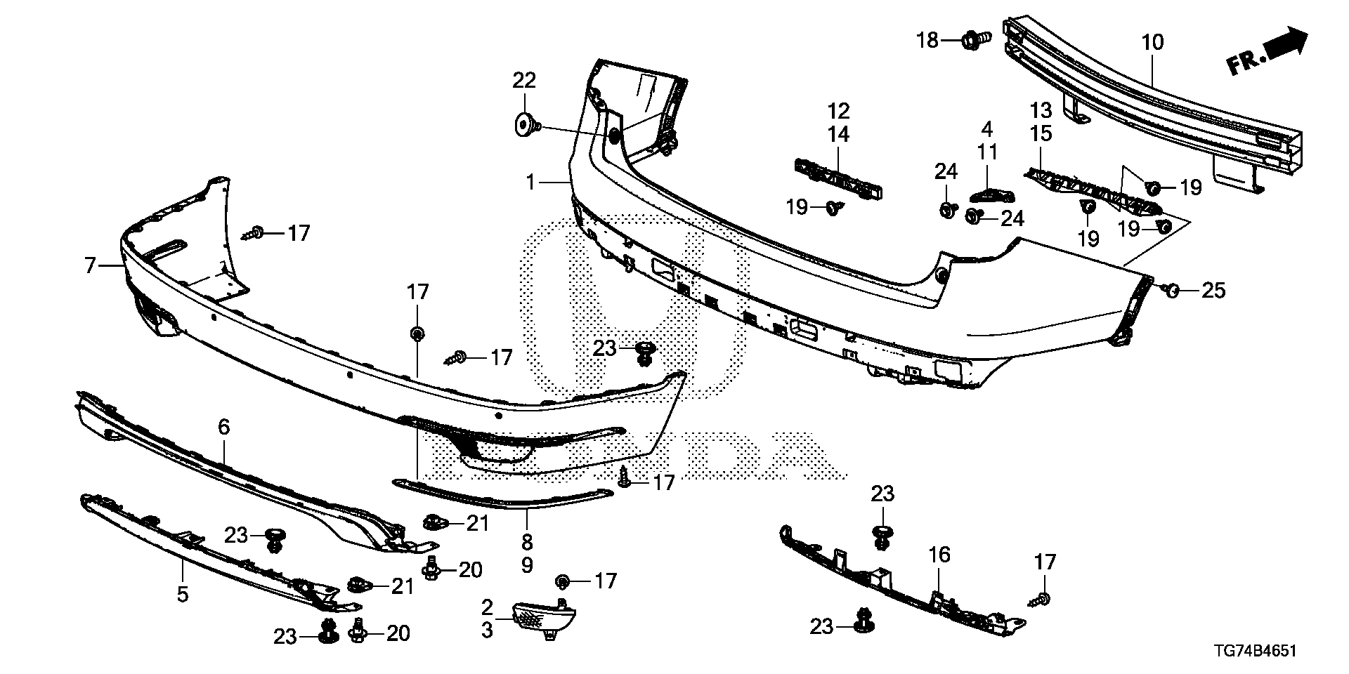 Diagram REAR BUMPER ('19-) for your Honda Pilot  