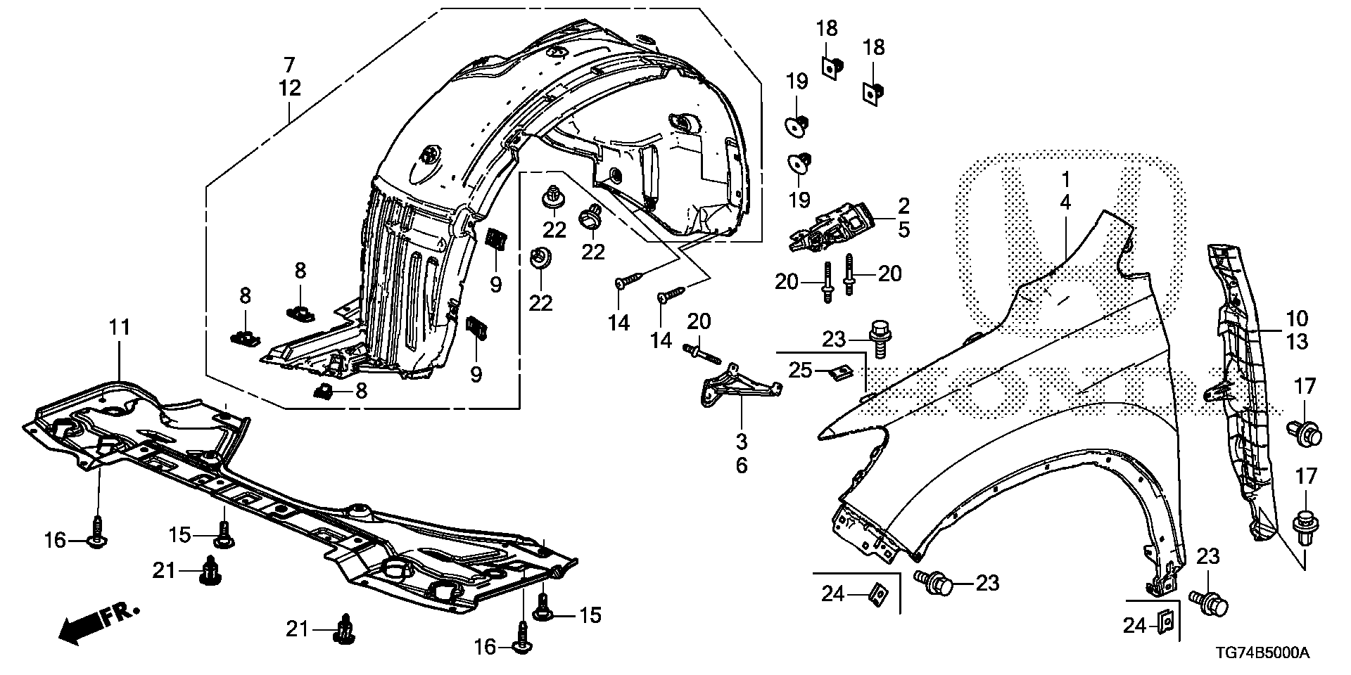 Diagram FRONT FENDERS for your Honda Pilot  