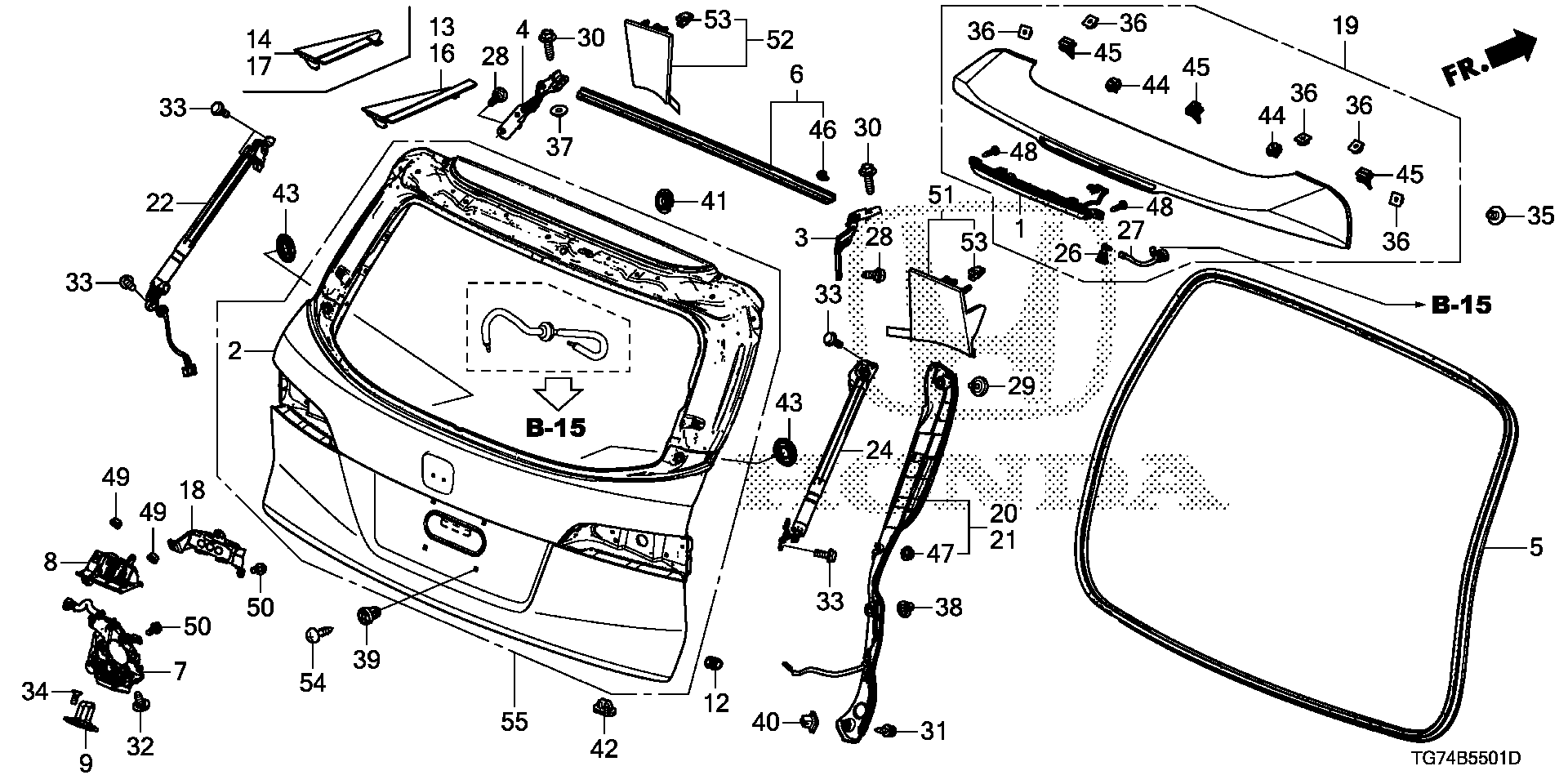 Diagram TAILGATE (POWER) for your 2023 Honda Accord   