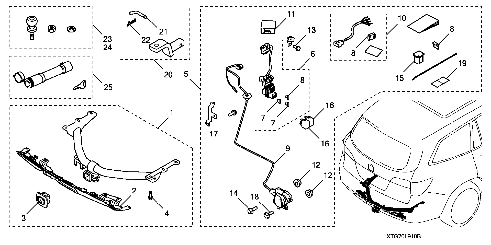 Diagram TRAILER HITCH (2) for your 1990 Honda Accord Coupe 2.2L MT LX 