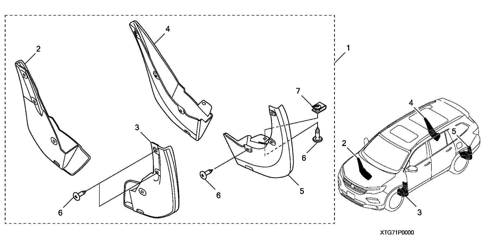 Diagram SPLASH GUARDS (1) for your 2020 Honda Insight   