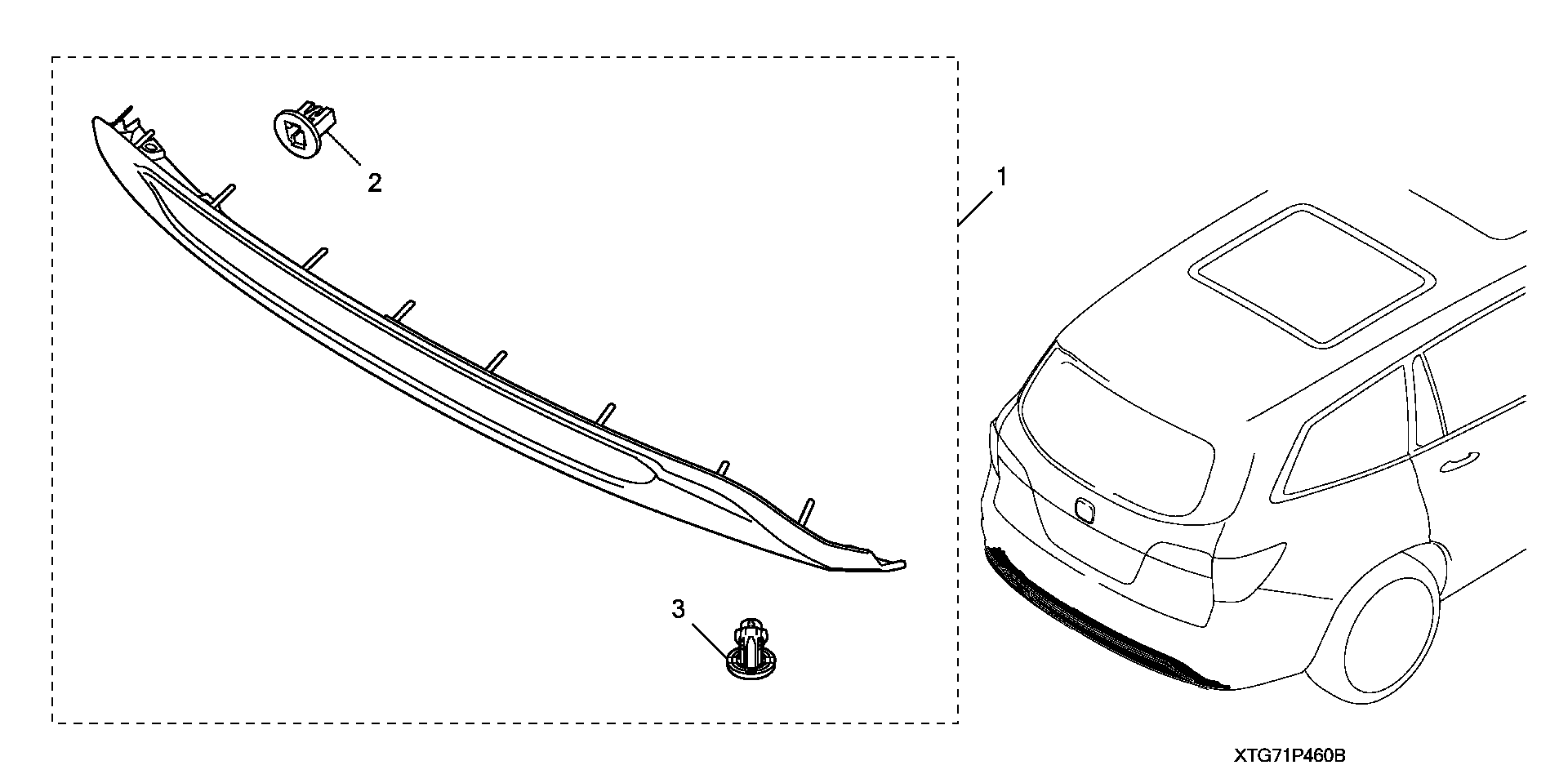 Diagram LOWER BUMPER TRIM (RR.) for your Honda Pilot  