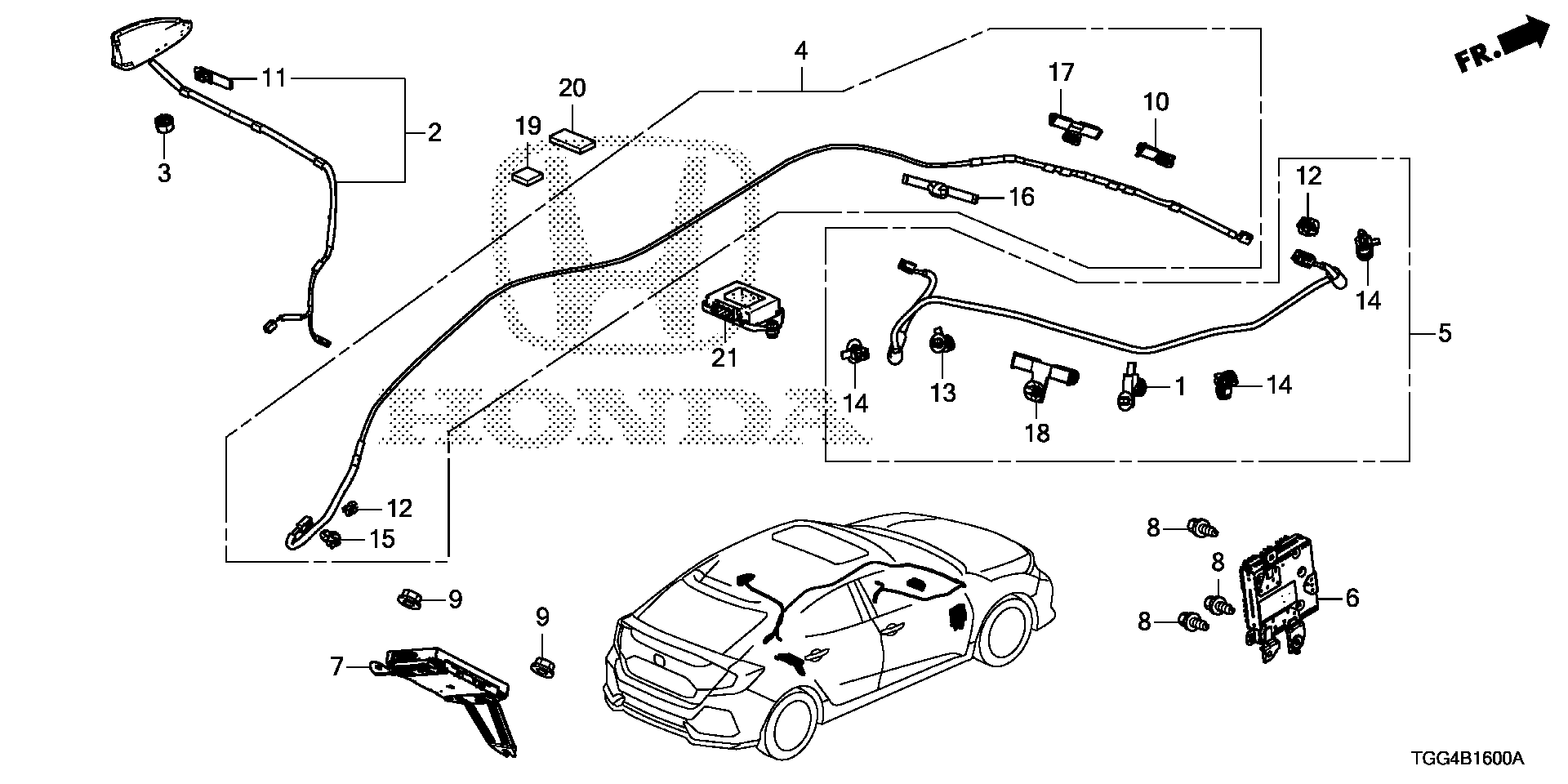 Diagram ANTENNA for your Honda Civic Liftback  