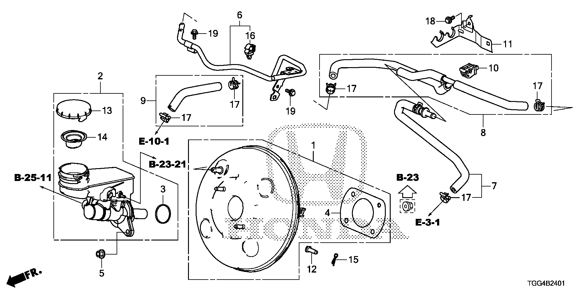 Diagram BRAKE MASTER CYLINDER @MASTER POWER (TYPE R) (KA/KC) for your Honda Civic Liftback  