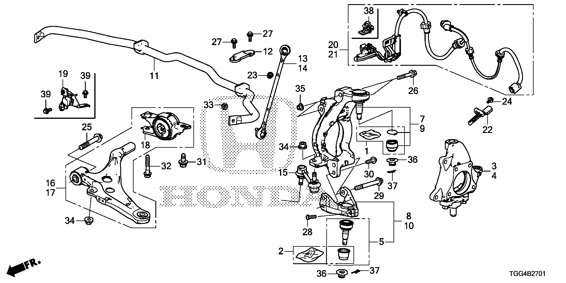 Diagram FRONT KNUCKLE (TYPE R) for your Honda Civic Liftback  