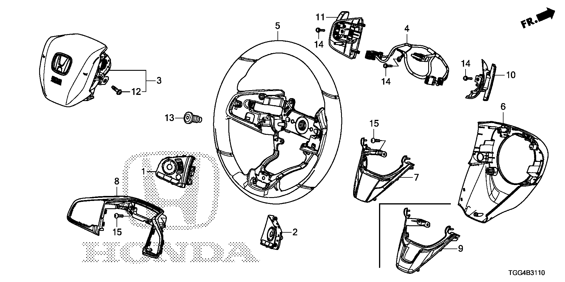 Full size assembly image of STEERING WHEEL (SRS) (1/1)