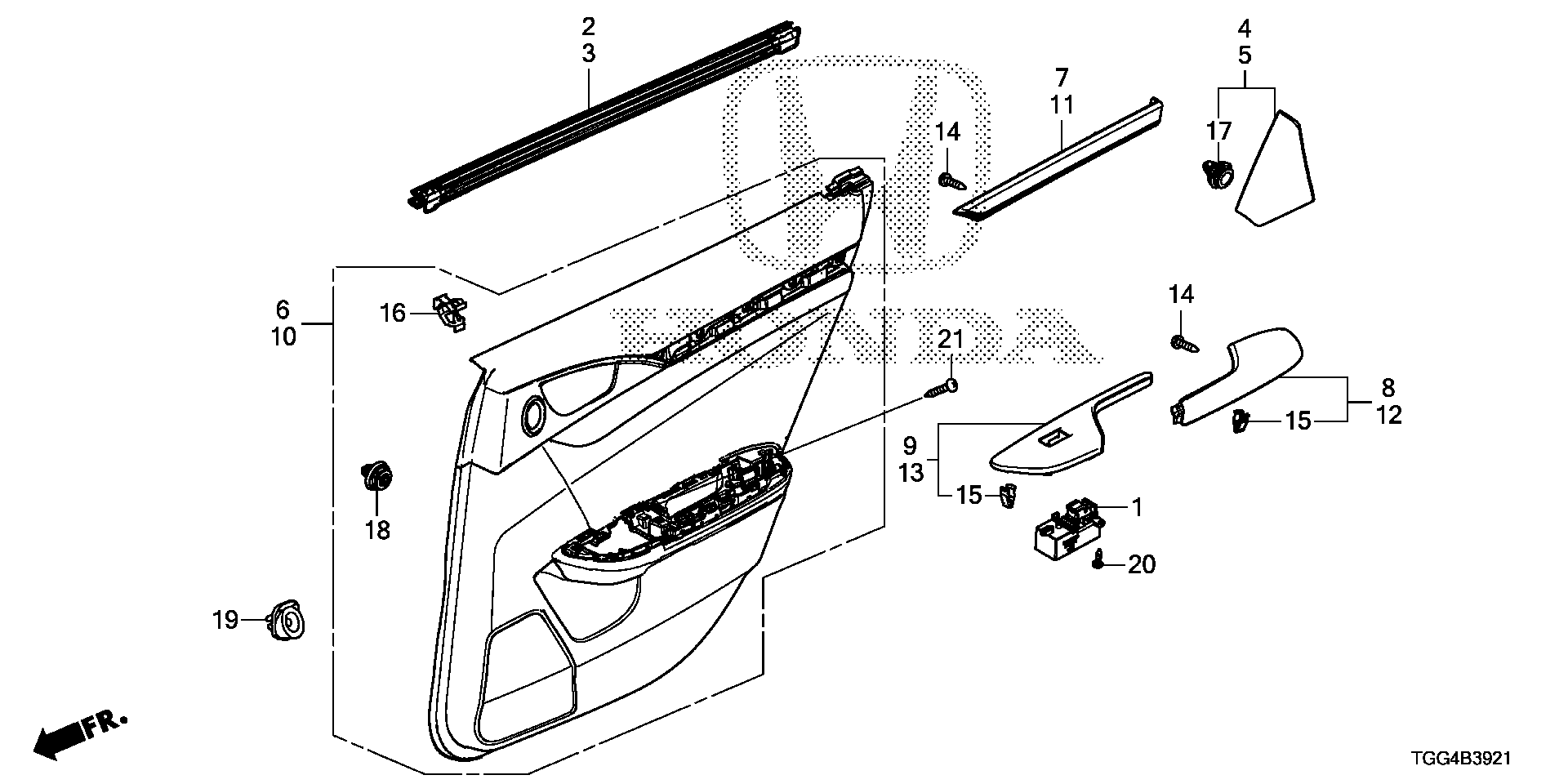 Diagram REAR DOOR LINING (2) for your Honda Civic Liftback  