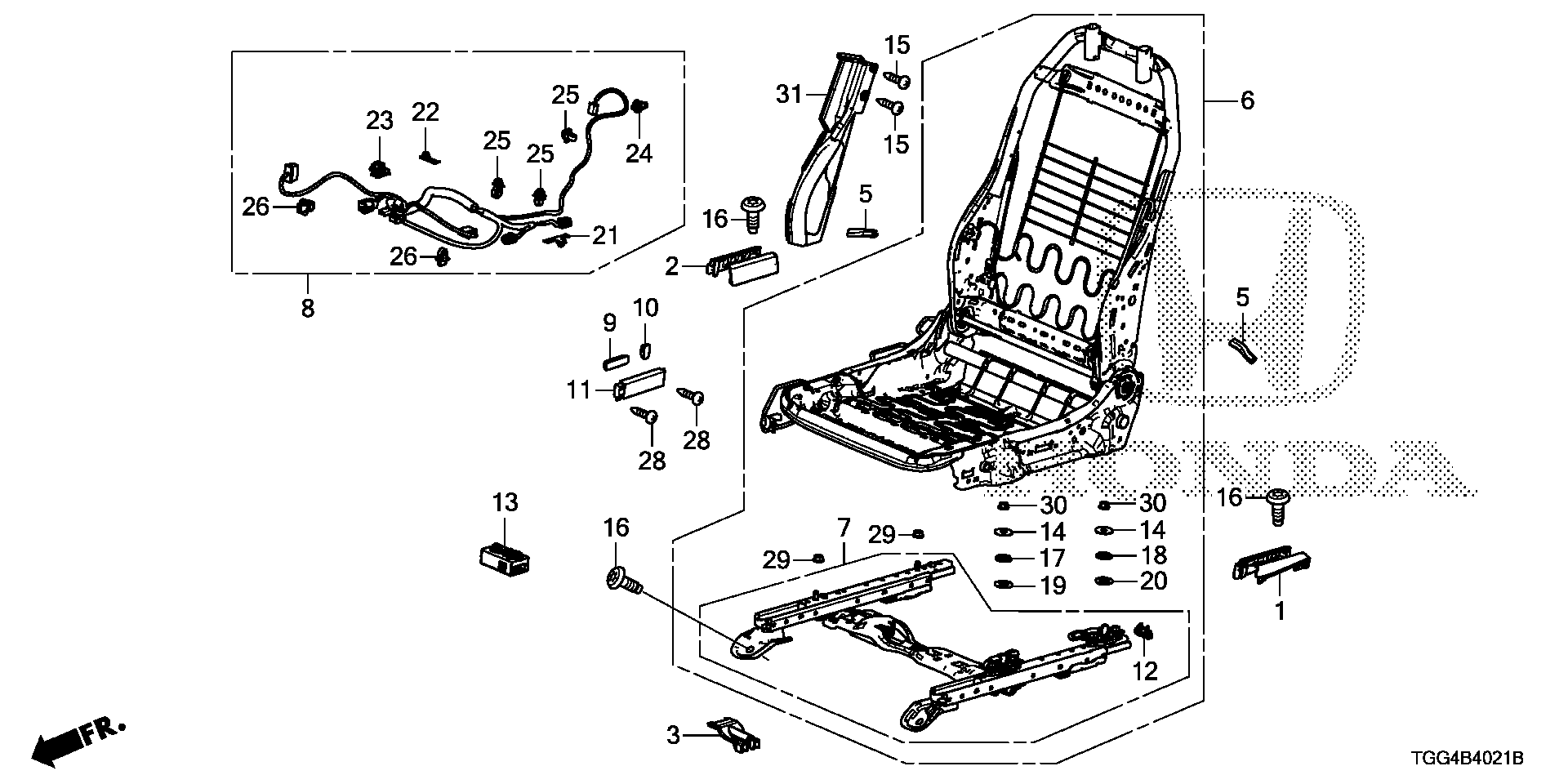 Full size assembly image of FRONT SEAT COMPONENTS (R.) (4WAY POWER SEAT) (1/1)