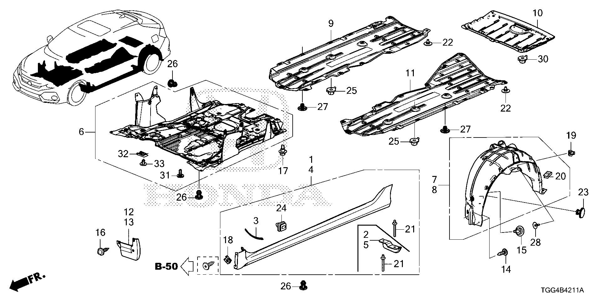 Diagram UNDER COVER for your Honda Civic Liftback  