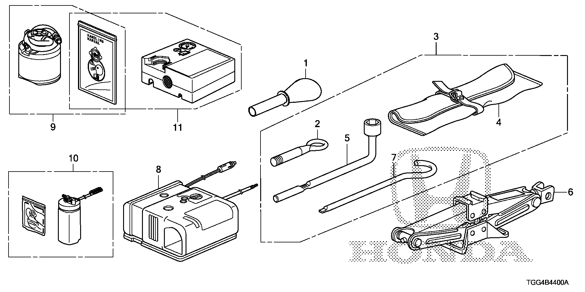 Diagram TOOLS@JACK for your Honda Civic Liftback  