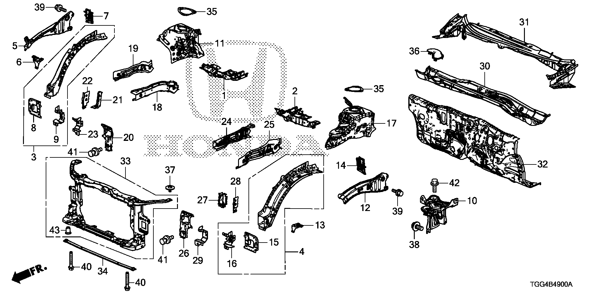 Diagram FRONT BULKHEAD@DASHBOARD for your Honda Civic Liftback  