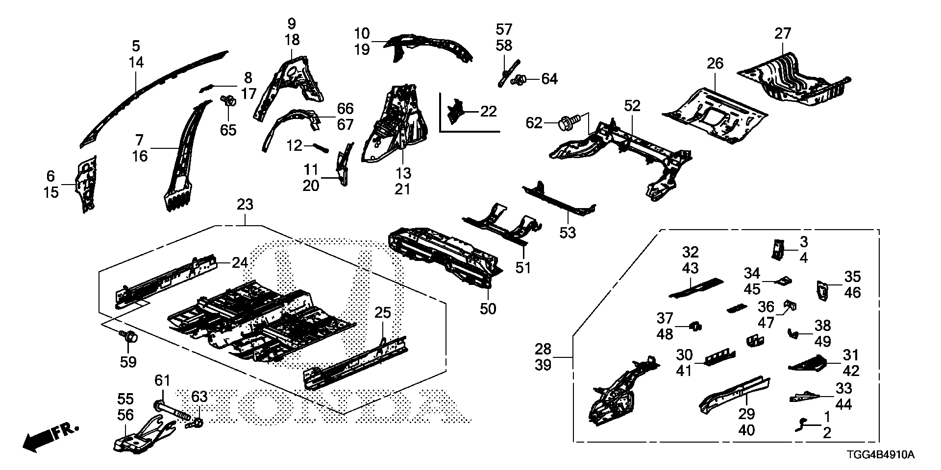 Diagram FLOOR@INNER PANEL for your 2005 Honda Pilot   