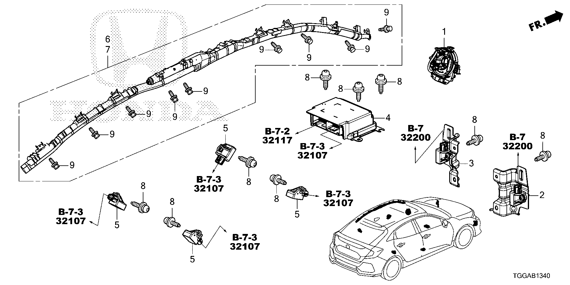 2022 Honda Civic Sensor assy., fr. Crash. Electrical, srs - 77930-TBA ...