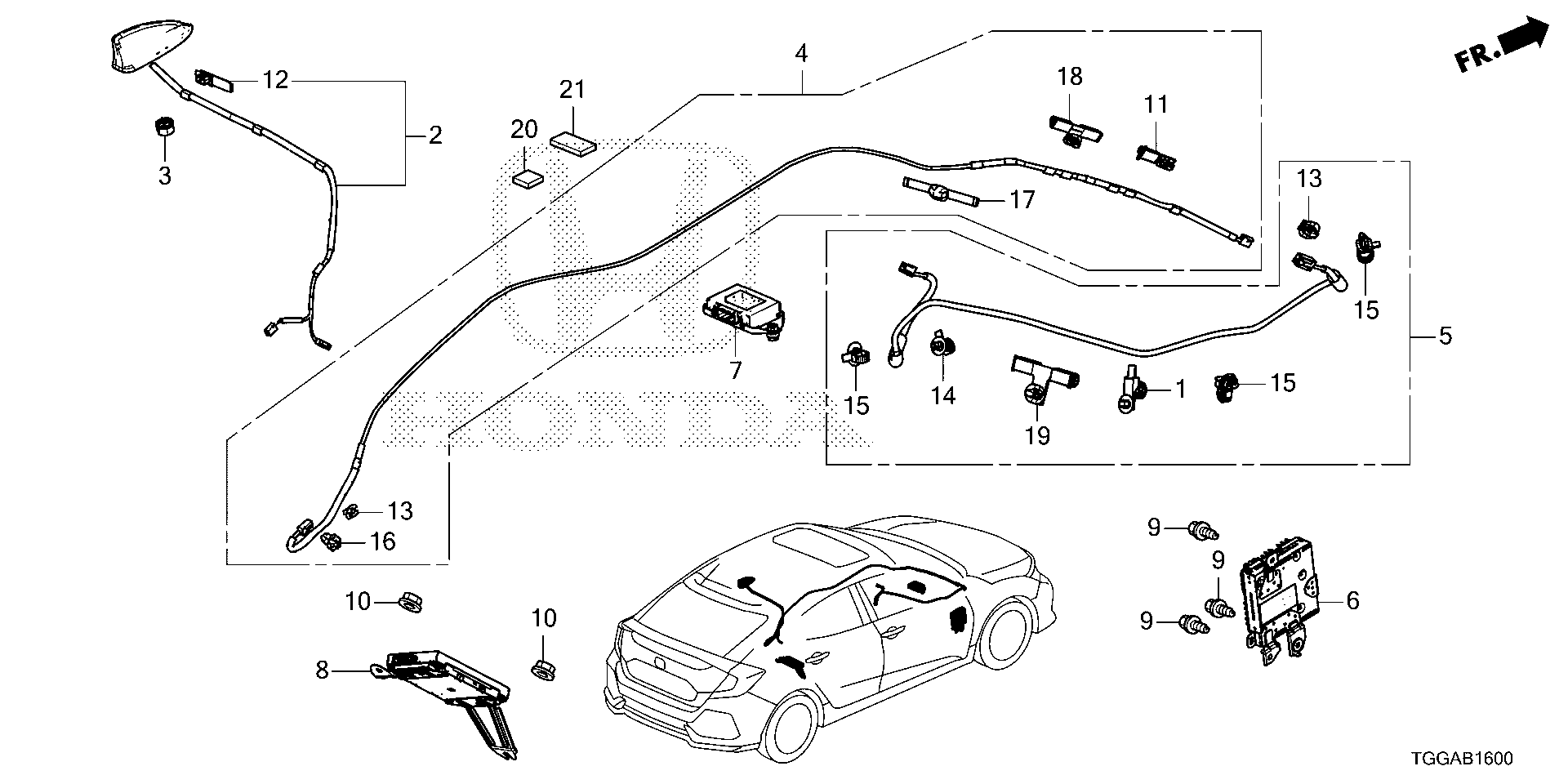 Diagram ANTENNA for your Honda Civic Liftback  