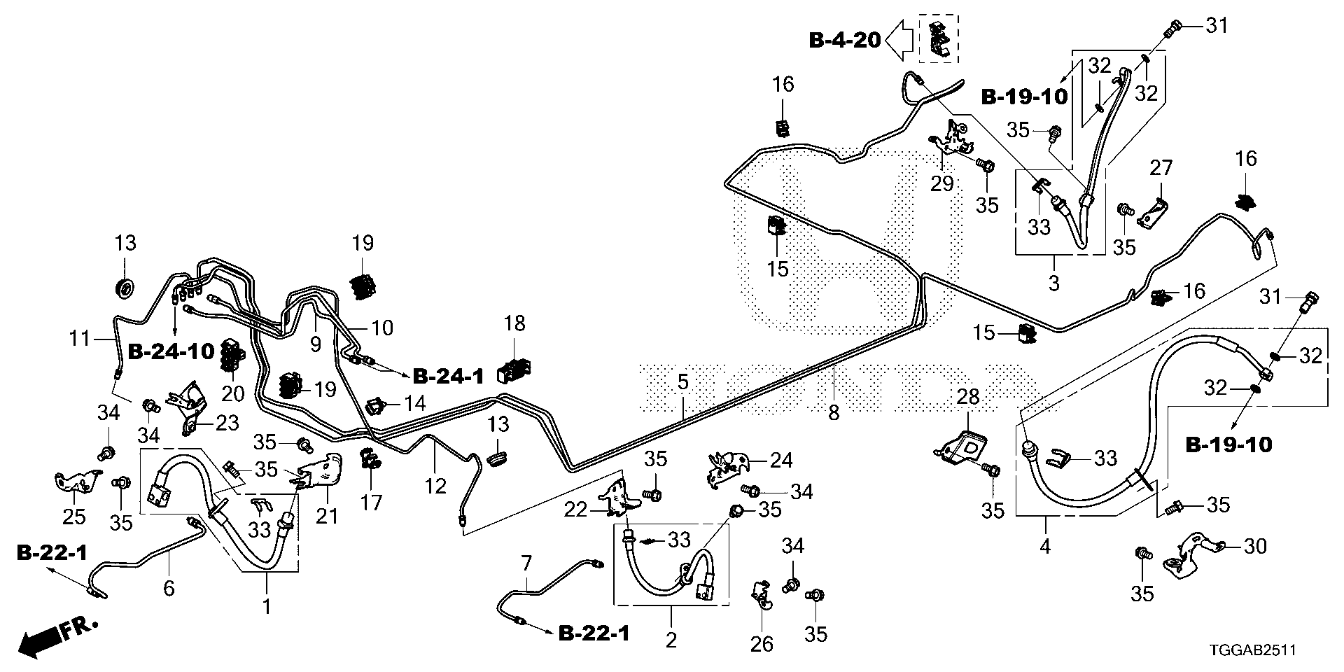 Diagram BRAKE LINES (VSA) (TYPE R) for your Honda Civic Liftback  