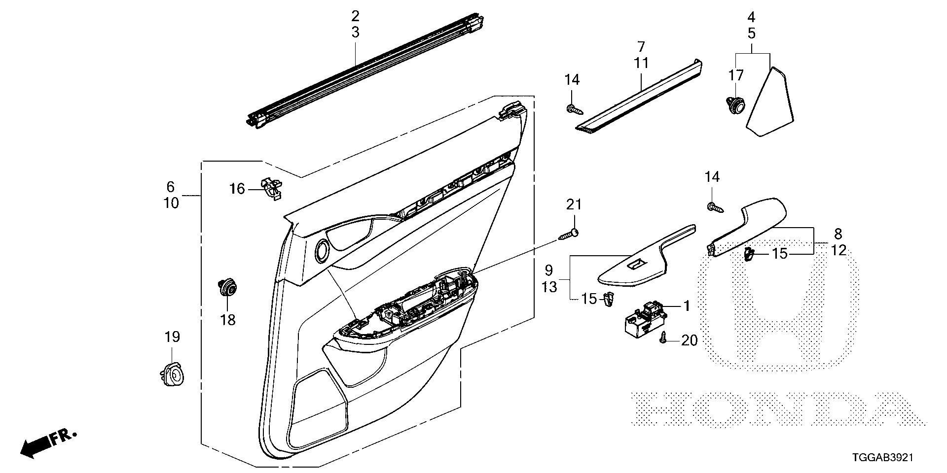 Diagram REAR DOOR LINING (2) for your Honda Civic Liftback  