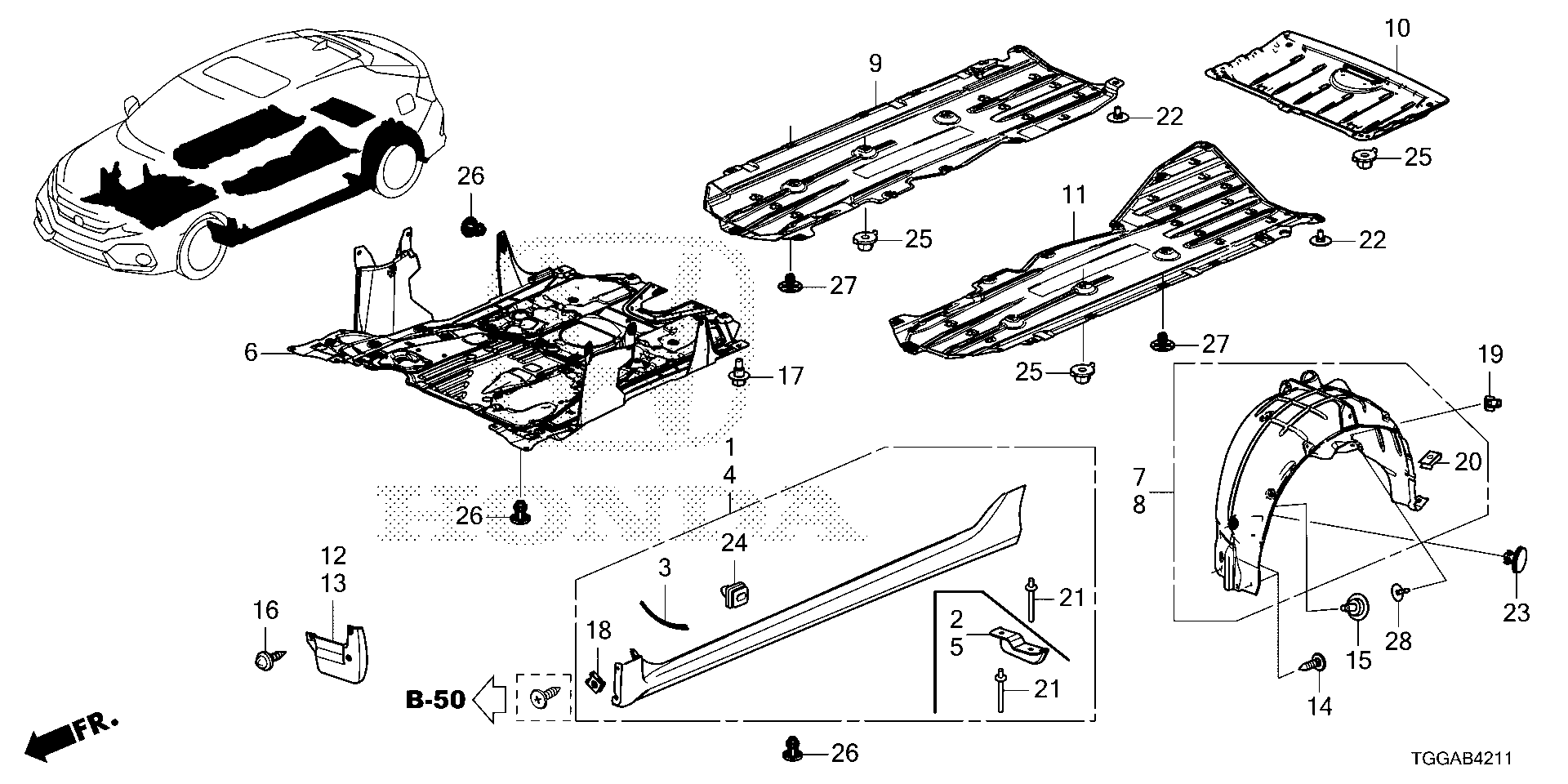 Diagram UNDER COVER for your Honda Civic Liftback  