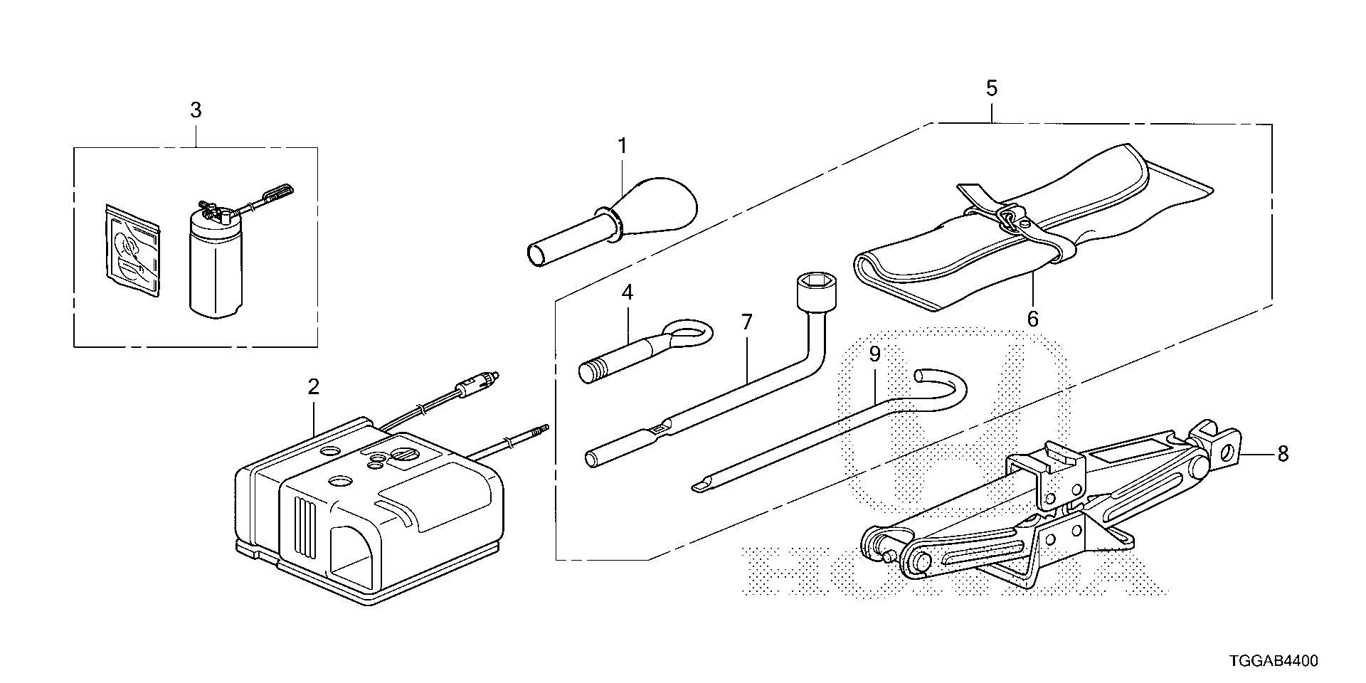 Diagram TOOLS@JACK for your Honda Civic Liftback  