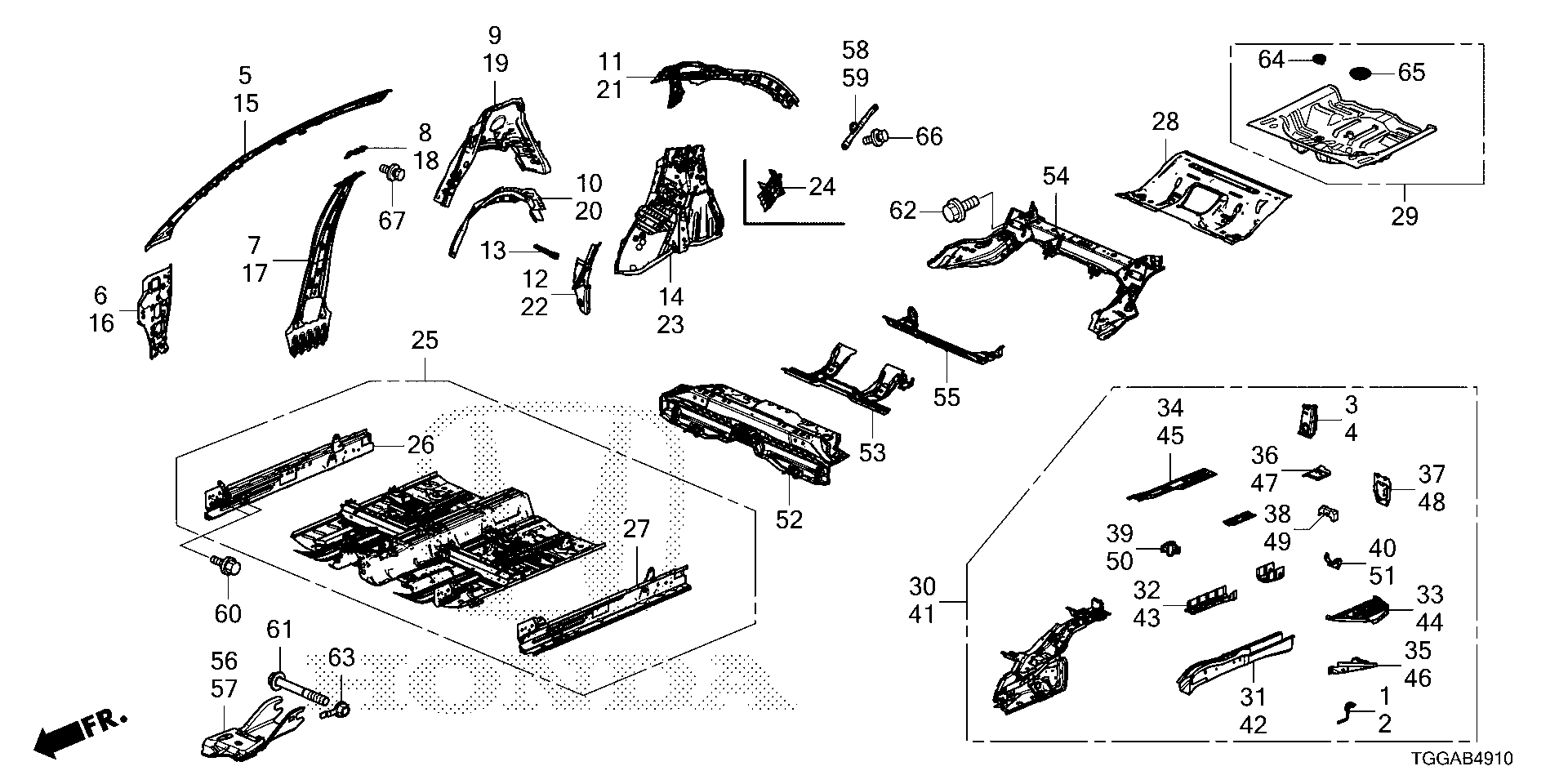 Diagram FLOOR@INNER PANEL for your 2005 Honda Pilot   