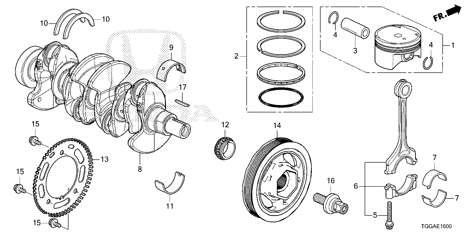 Diagram CRANKSHAFT@PISTON for your 2014 Honda Civic   