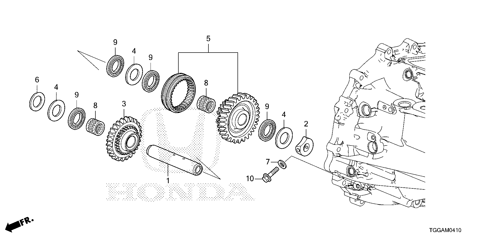 Diagram REVERSE GEAR SHAFT for your 1996 Honda Accord Coupe   