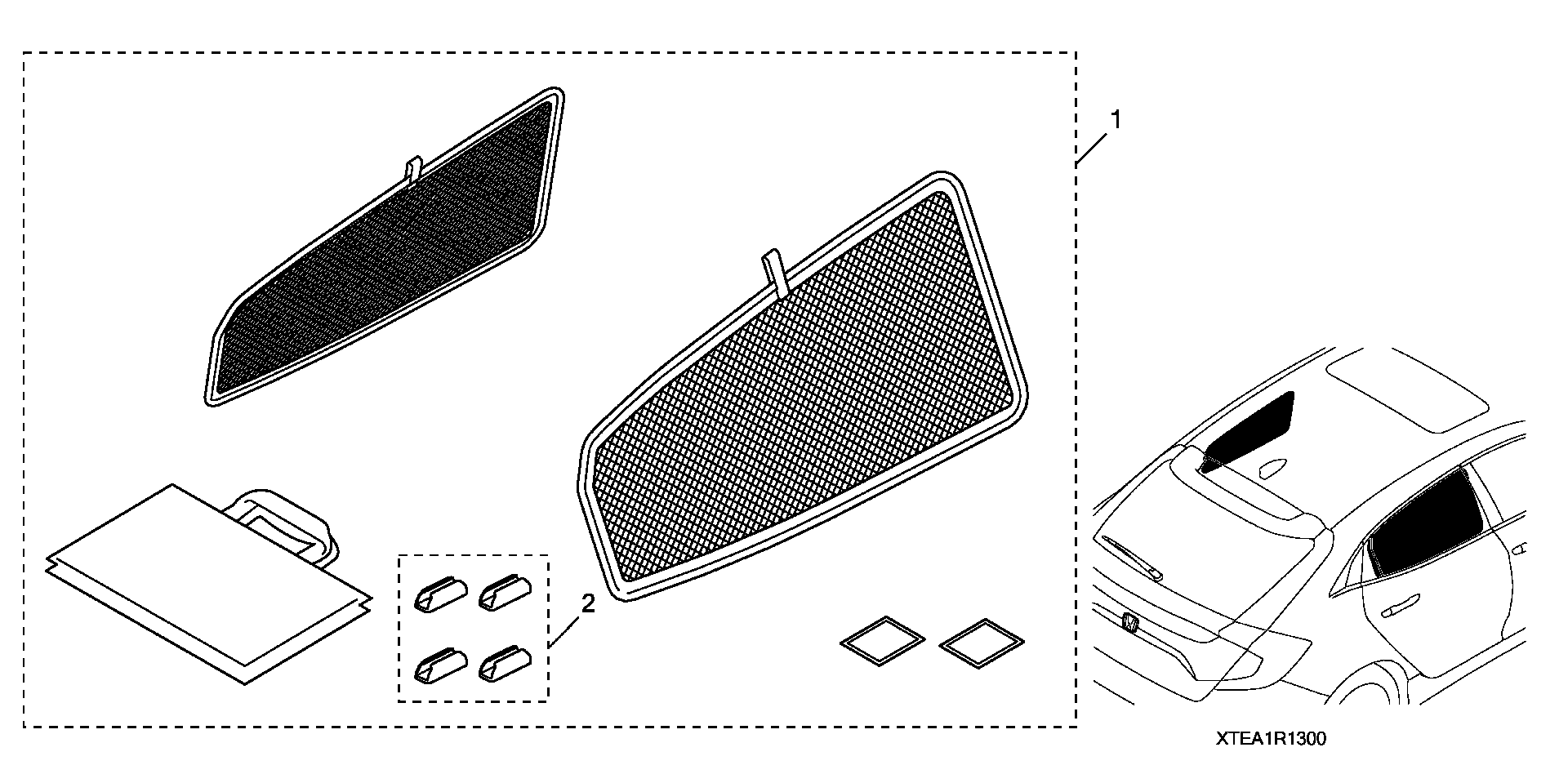 Full size assembly image of SUNSHADE (REAR WINDOWS) (1/1)