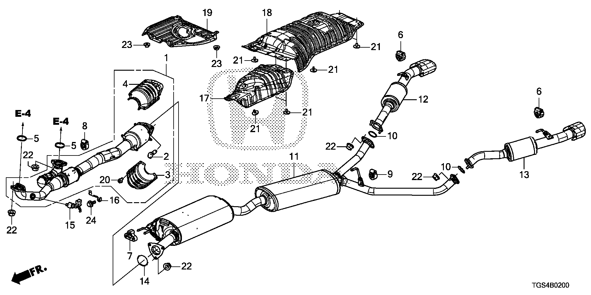 Diagram EXHAUST PIPE@MUFFLER for your Honda Passport  