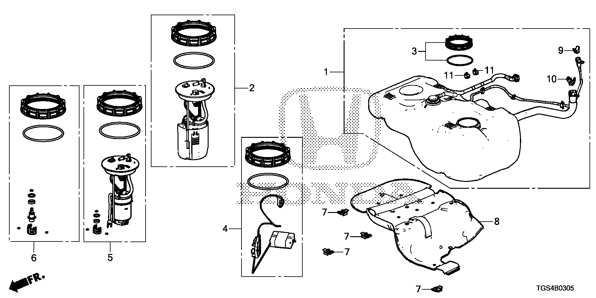 Diagram FUEL TANK for your 2014 Honda Pilot   