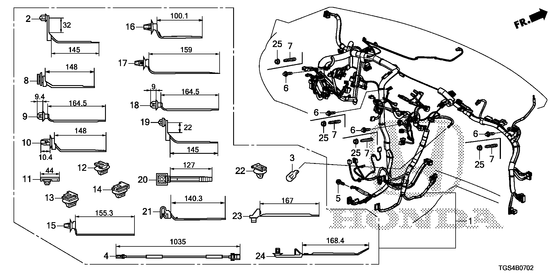 Diagram WIRE HARNESS (3) for your 1993 Honda Civic Hatchback   