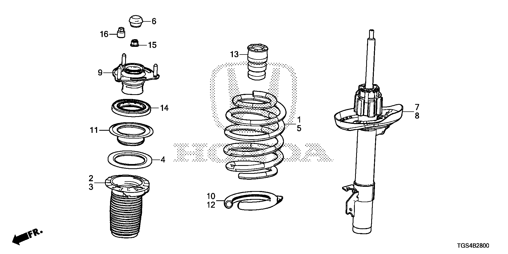 Diagram FRONT SHOCK ABSORBER for your 2021 Honda Passport   