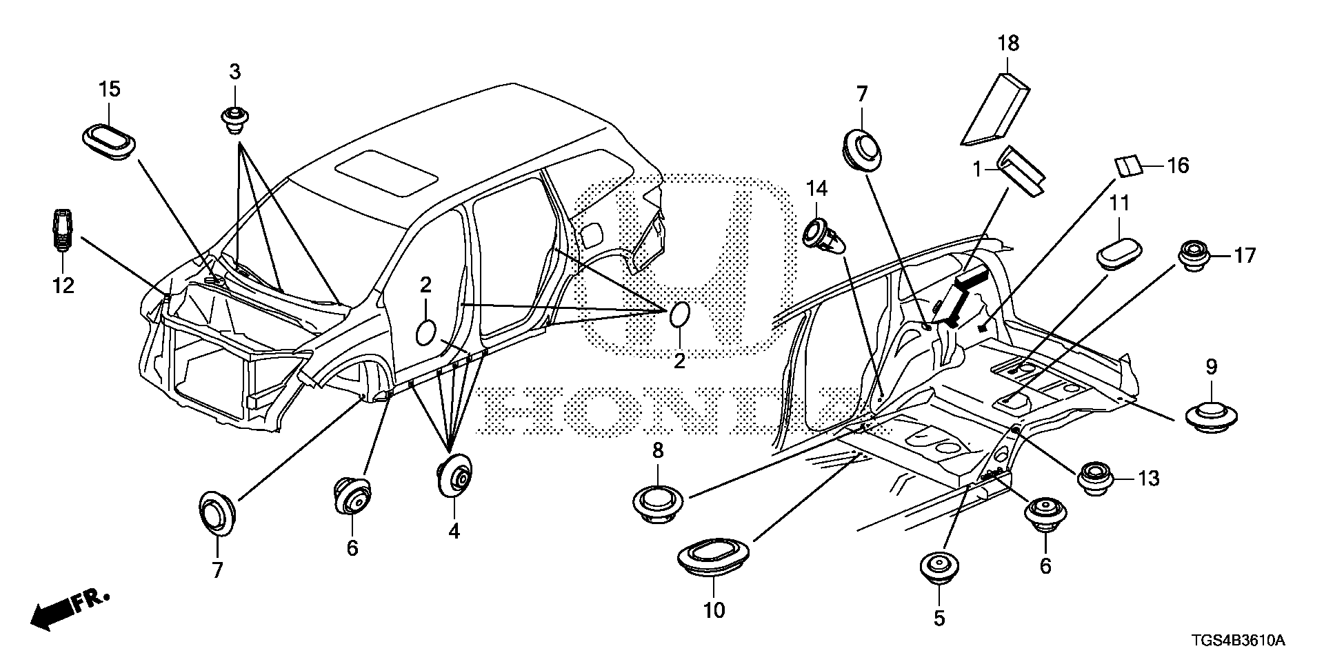 Diagram GROMMET (1) for your 1998 Honda Civic Hatchback   