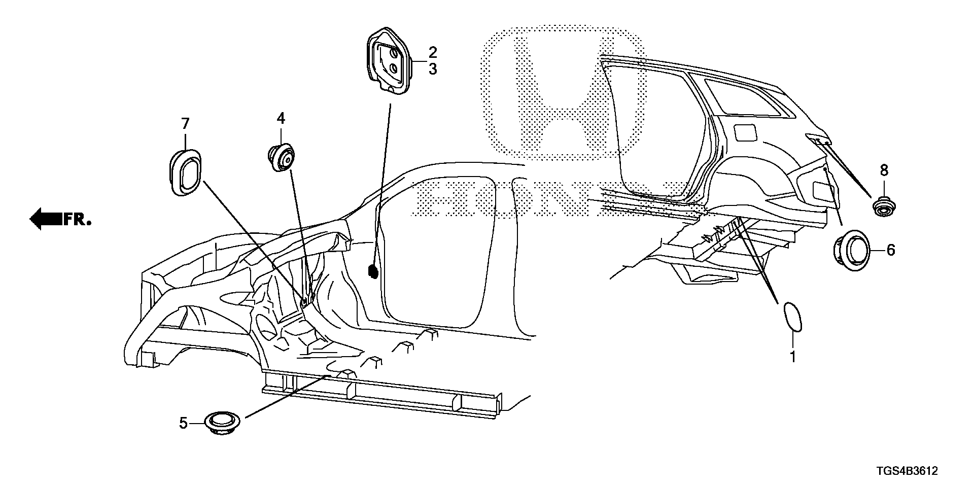 Diagram GROMMET (3) for your Honda