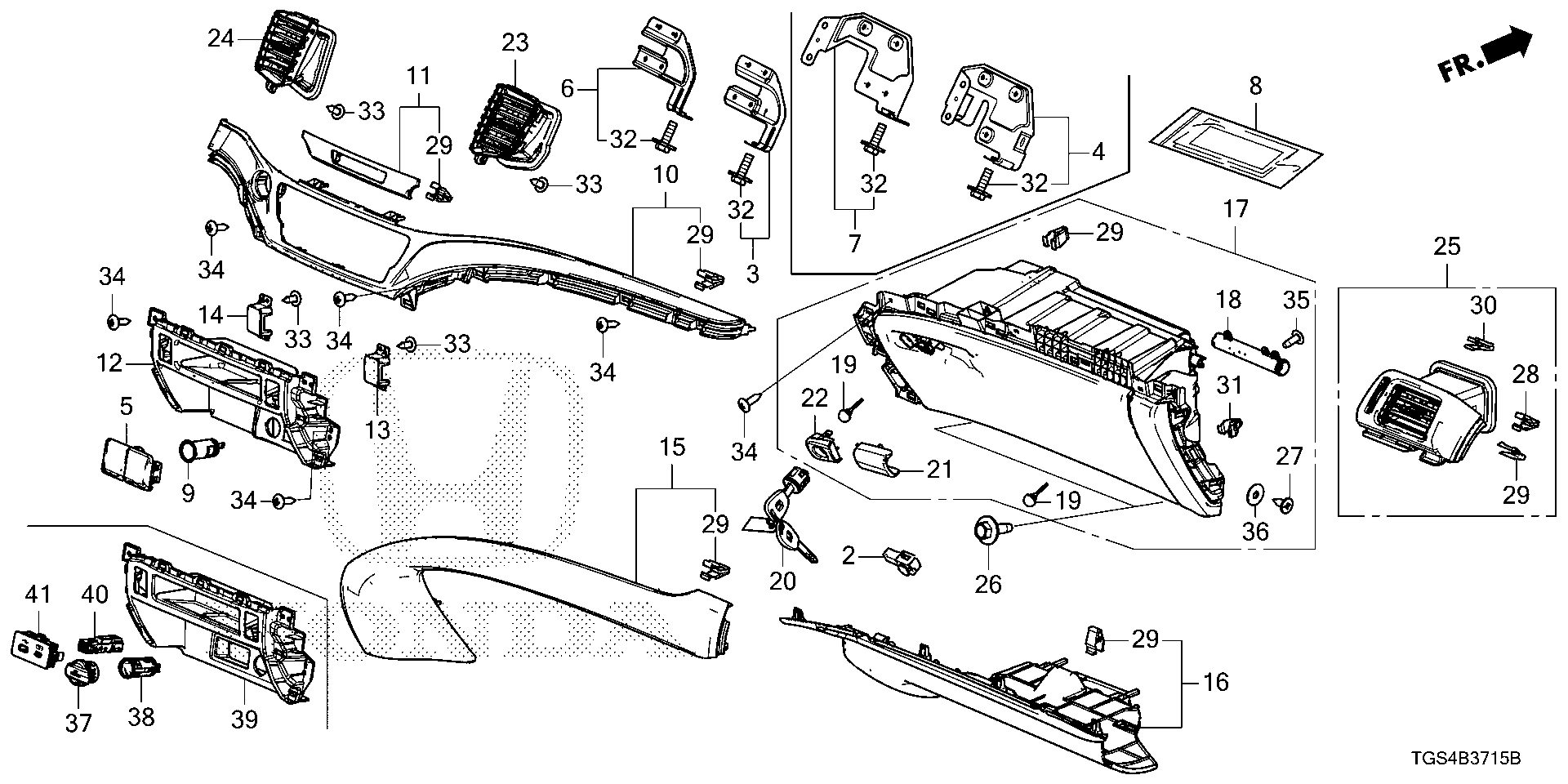 Full size assembly image of INSTRUMENT PANEL GARNISH (PASSENGER SIDE) (1/1)