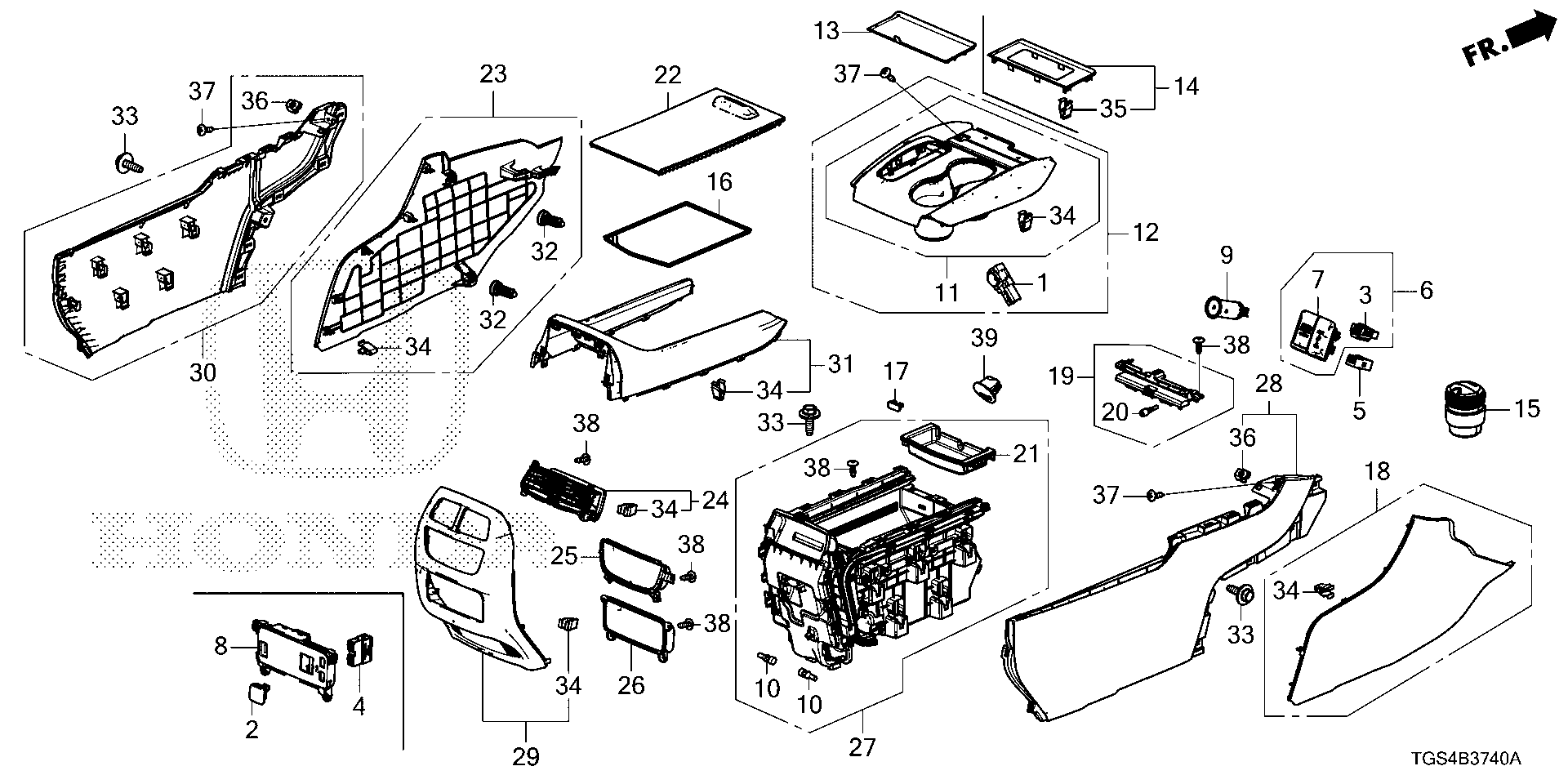 Diagram CENTER CONSOLE (1) for your Honda