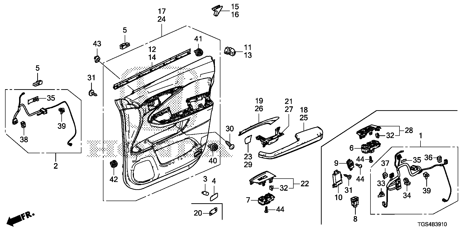 Diagram FRONT DOOR LINING for your Honda Passport  