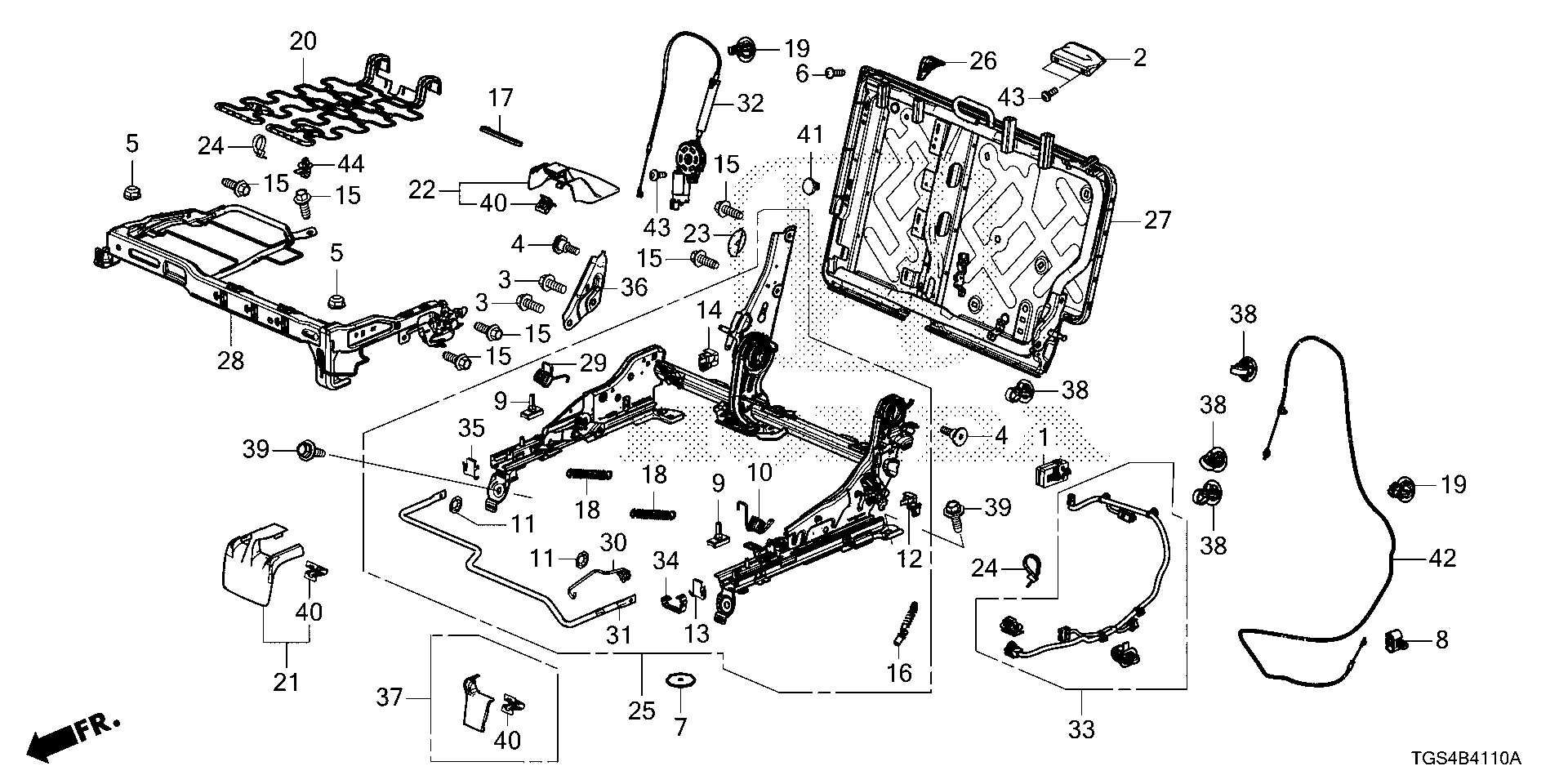 Diagram REAR SEAT COMPONENTS (DRIVER SIDE) for your 2021 Honda HR-V   