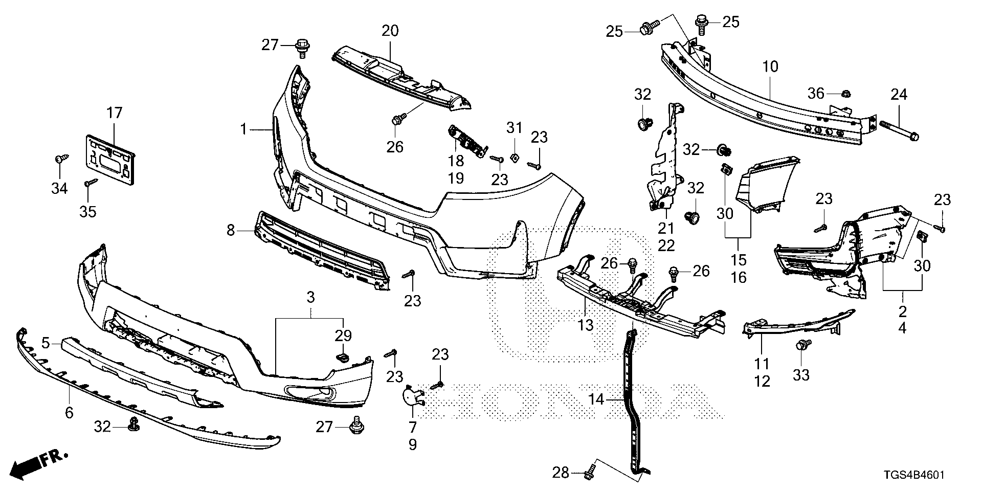 Diagram FRONT BUMPER (2) for your 1999 Honda Civic Hatchback   