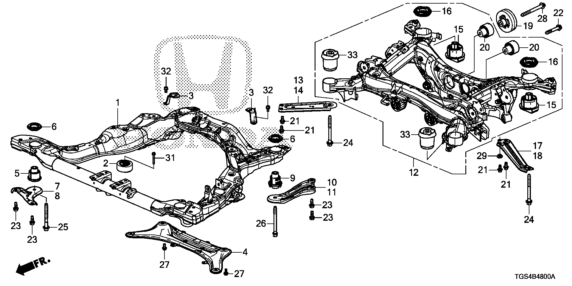 Diagram FRONT SUB FRAME@REAR BEAM for your 2003 Honda Pilot   