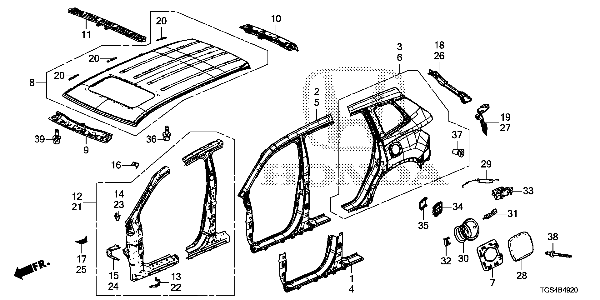 Honda Passport Panel, L. Side Sill. Body, Outer, Roof - 04641-TGS-A00ZZ ...