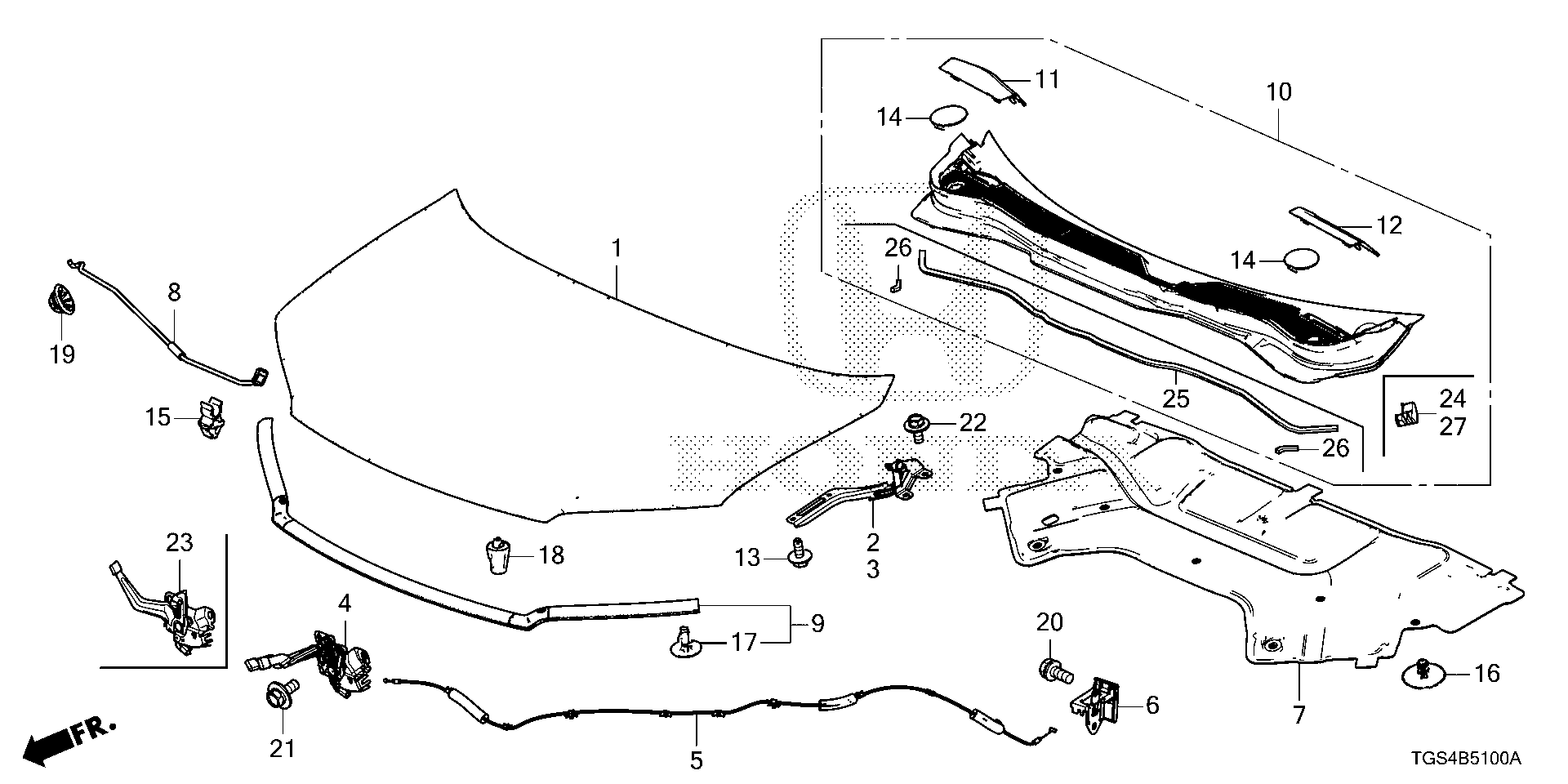 Diagram ENGINE HOOD for your Honda Passport  