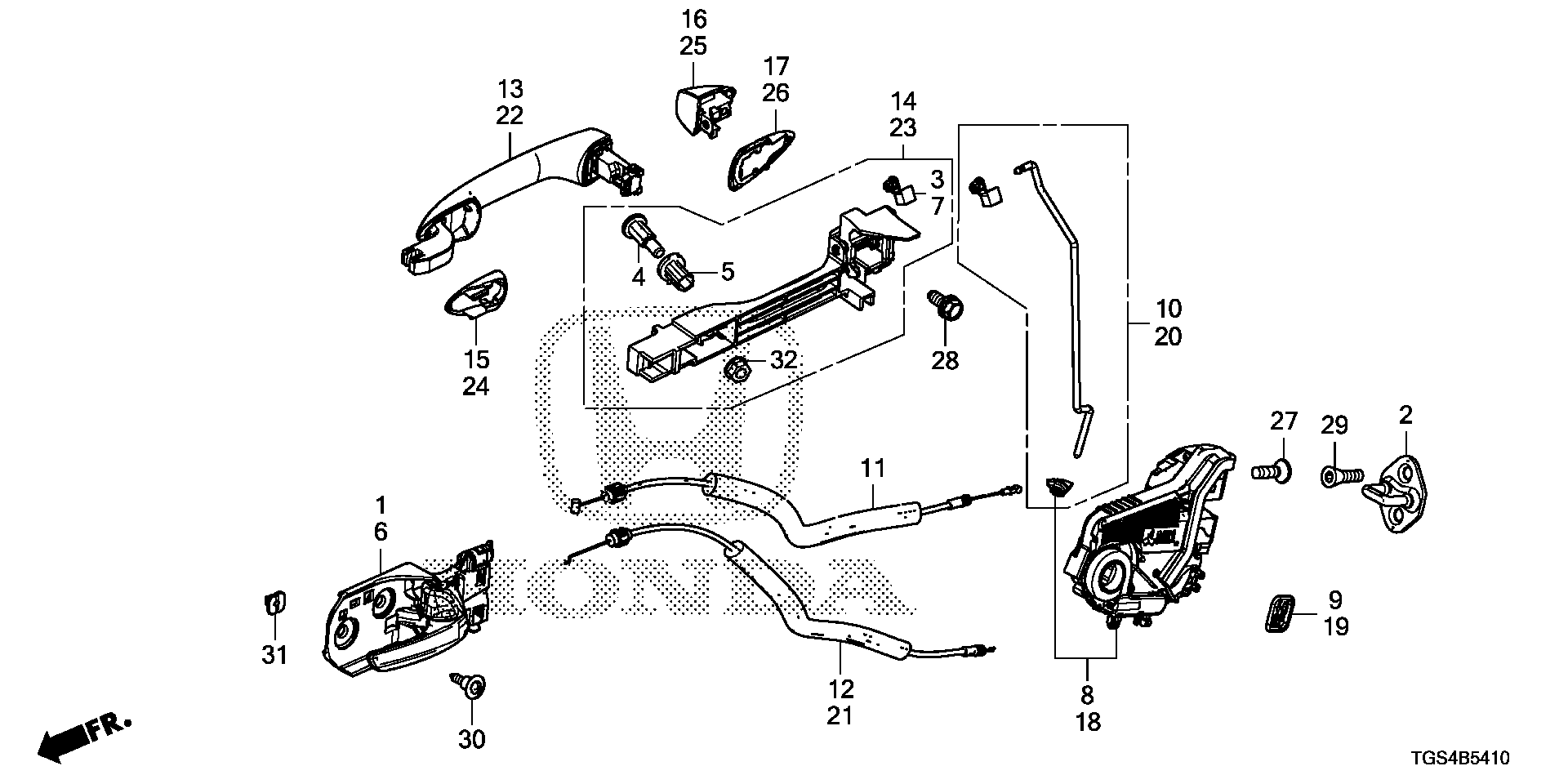 Diagram REAR DOOR LOCKS@OUTER HANDLE for your 2005 Honda Pilot   